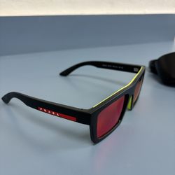 Prada Linea Rossa Mens Thick Square Tuning Sunglasses SPS A07 Black Multi