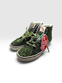Brand New Vans ComfyCush Sk8-Hi Green Leopard High-Tops w/ Sparkle Laces (NWT)