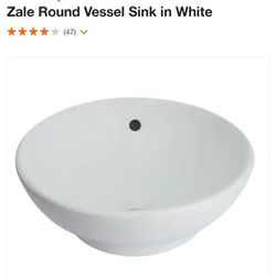 Glacier Bay Zale Round Sink Vessel in White w/ umbrella drain accessory. (Brushed Nickel)