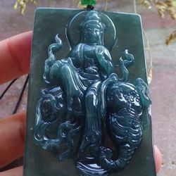 Certified Jadeite Jade Pendant Guanyin Elephant