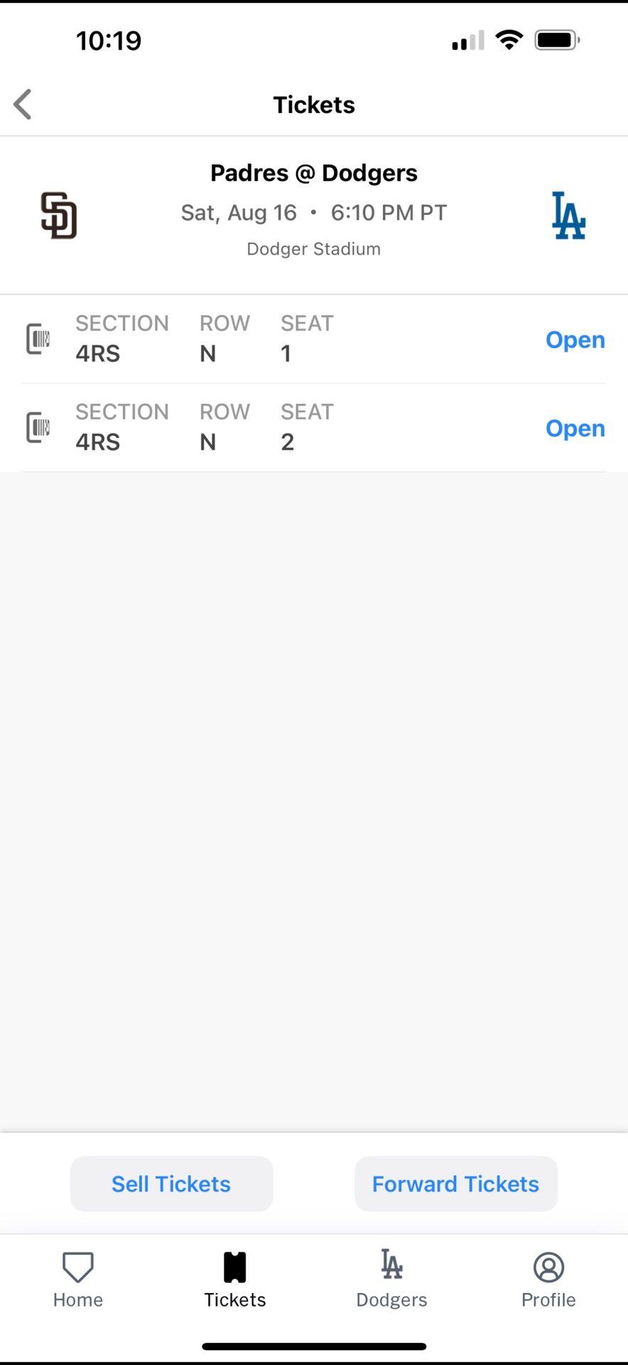 Dodgers Tickets (2)
