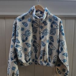 Peanuts Cozy Fleece Half Zip Christmas Holiday Size L 