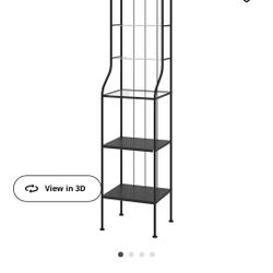 IKEA RÖNNSKÄR Shelving unit, black, 42x176 cm Metal And Glass Shelf