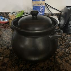 Black Ceramic Pot with Lid