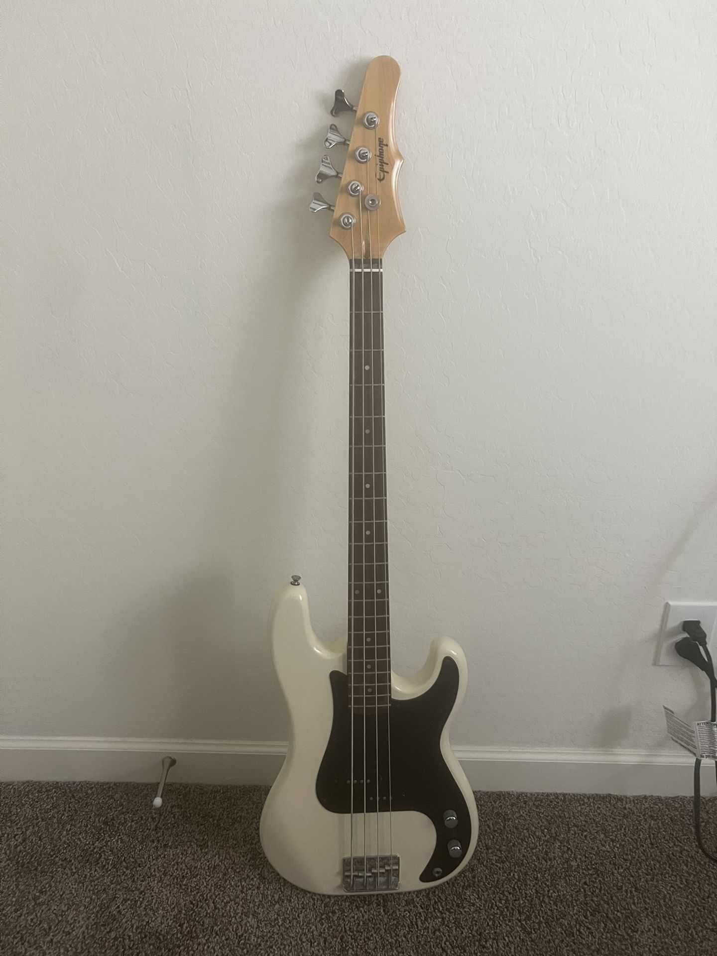 White/Black Epiphone Passive Bass Guitar 