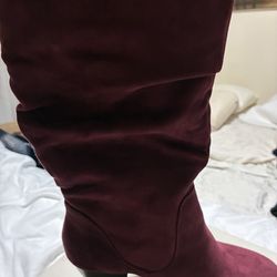 Burgundy suede boots