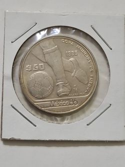 1985 Mexico 86 World Cup $50 Silver Coin