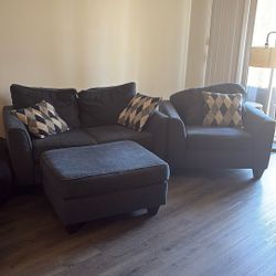 Couch, Chair, and Ottoman