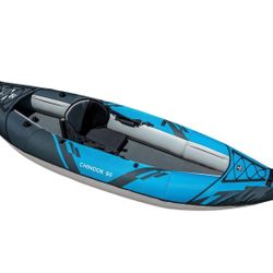Chinook 90 Inflatable 9' Foot Kayak Kit Packable Includes Pump for Adults Family Friendly 1 Person Single Rider Blow Up for Recreational Angler Fishin