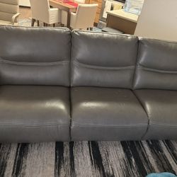 Gray leather sofa - Excellent Condition - Three Seater