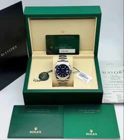 NEW 2026 Rolex Datejust 41mm stainless steel oyster bracelet smooth bezel BLUE dial 126300 watch card box booklets white tag FULL SET