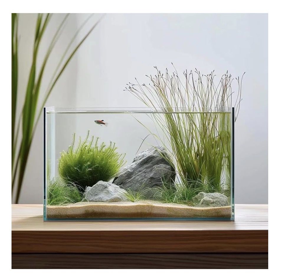 New 3 Gallon Glass Fish Tank, Easy to Maintain Small Aquarium for Betta/Goldfish/Snails/Shrimp and Aquatic Planting.