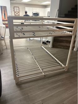 Full size bunk bed full over full white metal