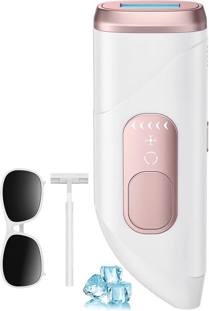 SKB2008 IPL Hair Removal Device with Double Ice Cooling System, 600nm Red Light Wave Permanent & Painless Remove Hair from Root, 5 Energy Levels Laser
