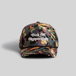 F* OFF RESPECTFULLY BLACK SPLATTER TRUCKER HAT