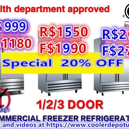 Commercial Reach In Freezer Refrigerator Refrigerated Cooler RESTAURANT EQUIPMENT