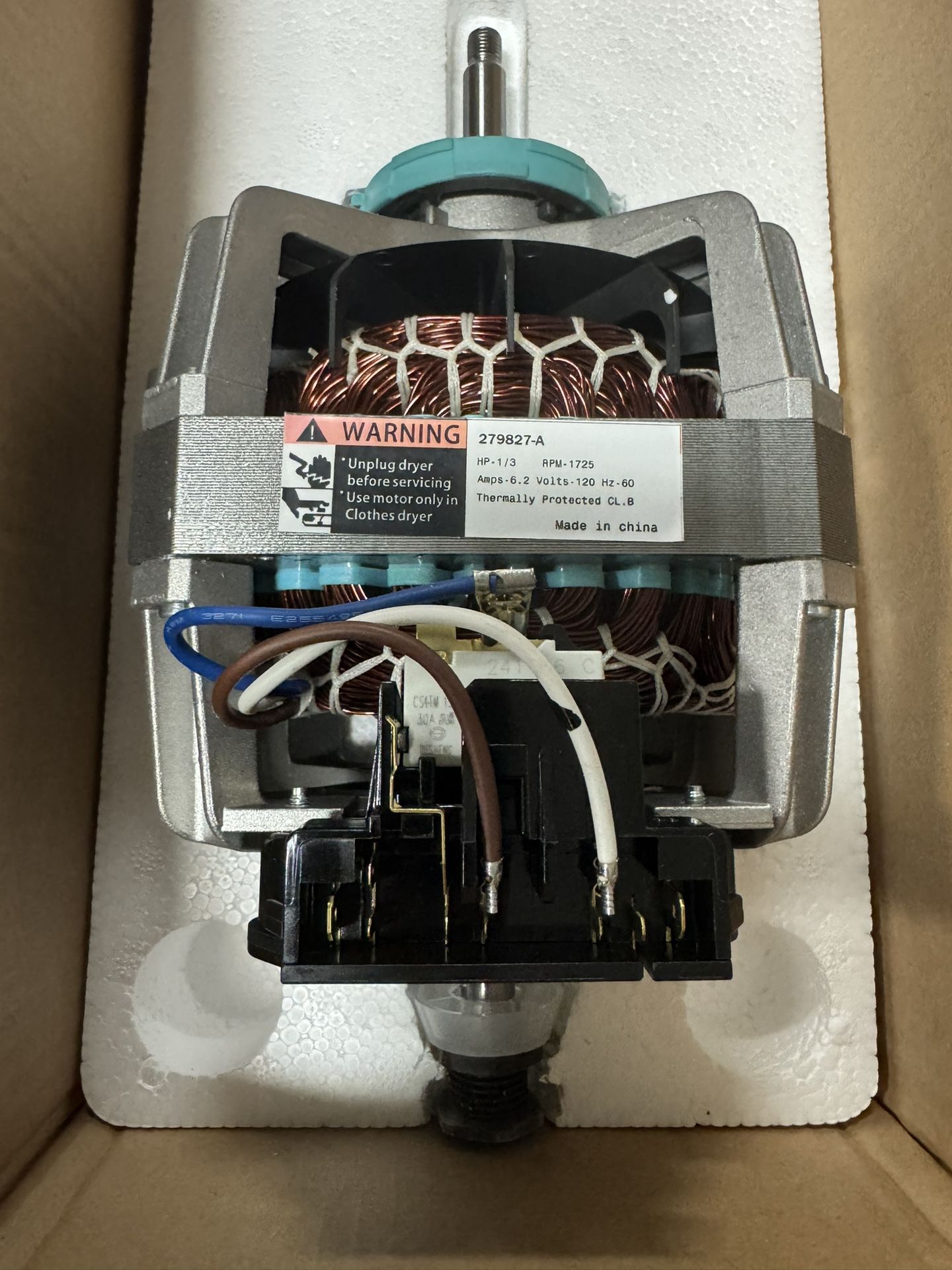 279827-A Dryer Motor OEM for Whirlpool Replaces HP-1/3 RPM-1725 Volt120