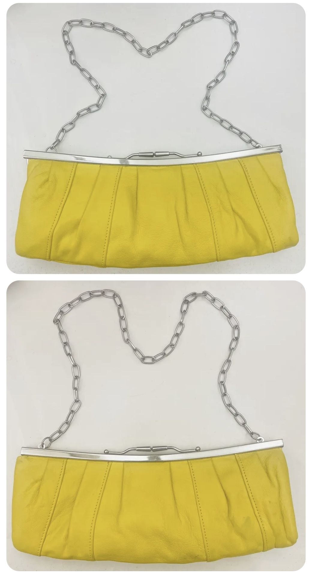 SOLAS Vintage Yellow Leather Healing Clutch Purse Shoulder Bag