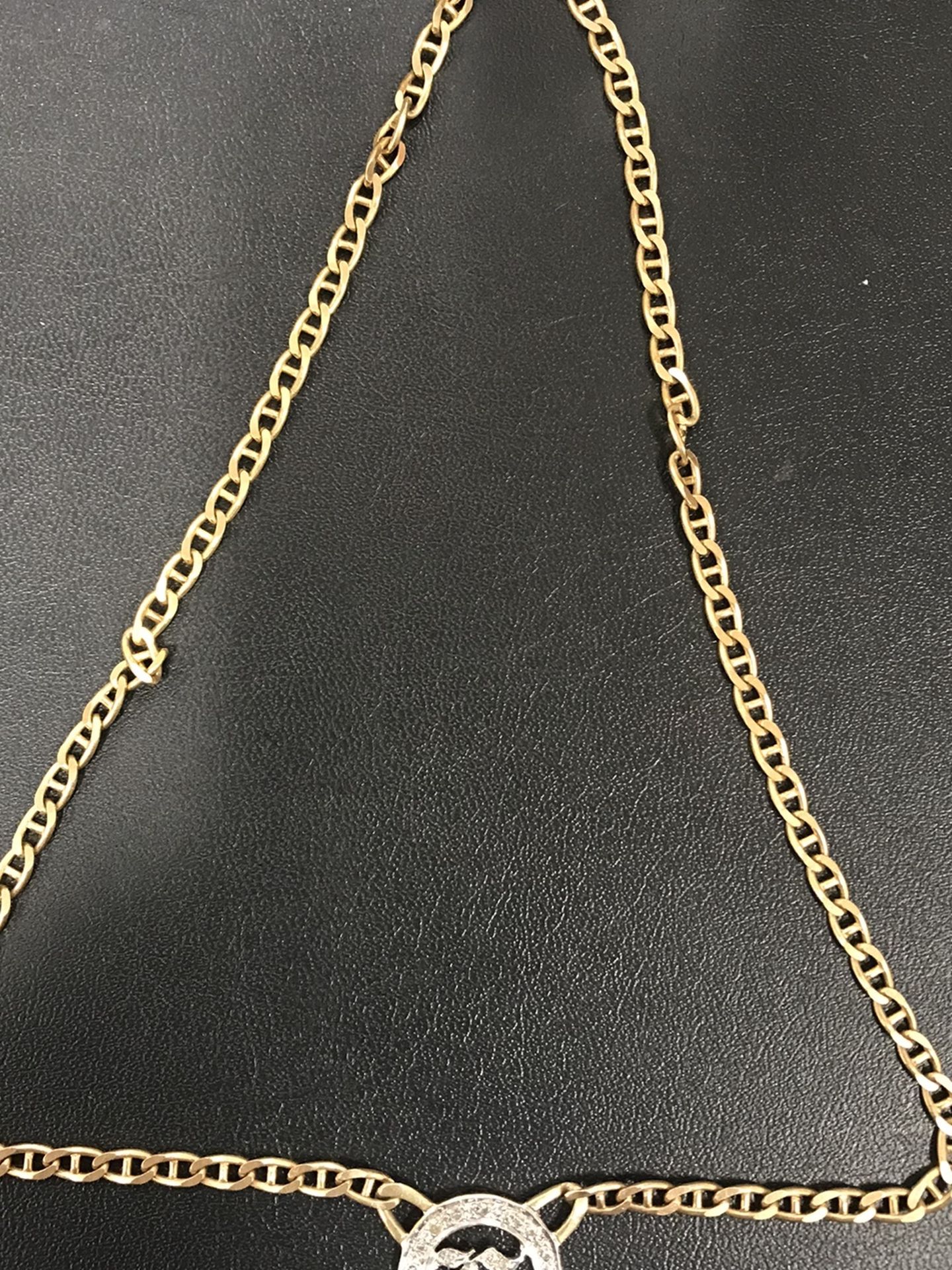 14k Gold Chain Letter E Diamond Pendant 15.3 Grams (GS)