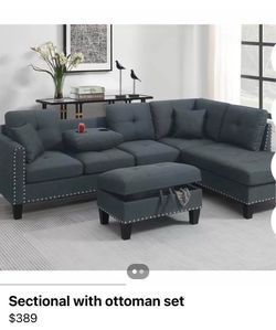 Sectional with Ottoman set