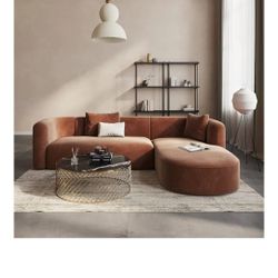 Velvet Chaise L Sofa 