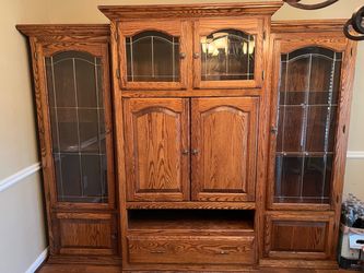 Large Oak Wood Wall Unit/cabinet