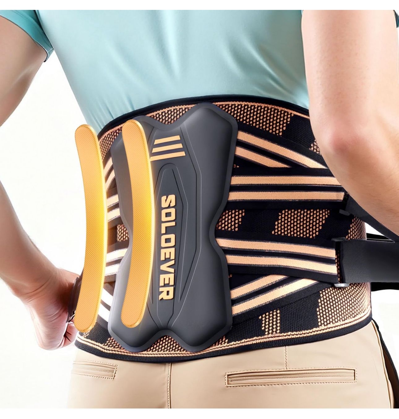 New-Copper-Infused Back Brace for Men Lower Back Pain Relief [Medical-Grade & Stronger Support] Lumbar Support Belt with Support System for Women - Ba