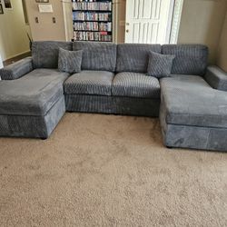 Brand New Dark Grey Sectional Corduroy Fabric $499 