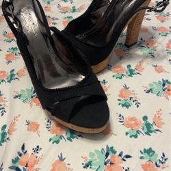 New Black Cork Heels