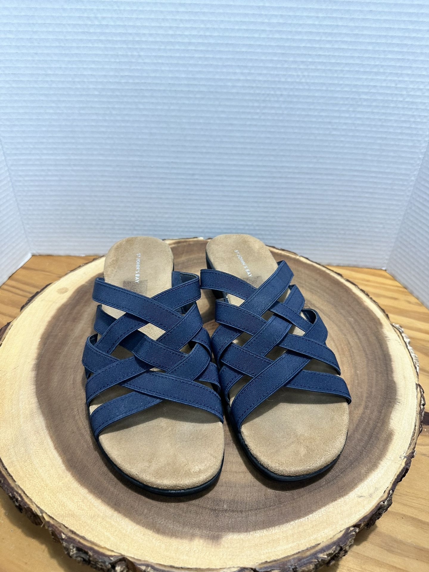 St. John's Bay Sz 9 W Navy Slide Synthetic Women Sandals