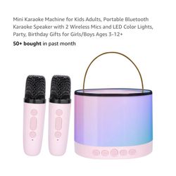 Brand new Mini Karaoke Machine for Kids Adults, Portable Bluetooth Karaoke Speaker with 2 Wireless Mics and LED Color Lights, Party, Birthday Gifts fo