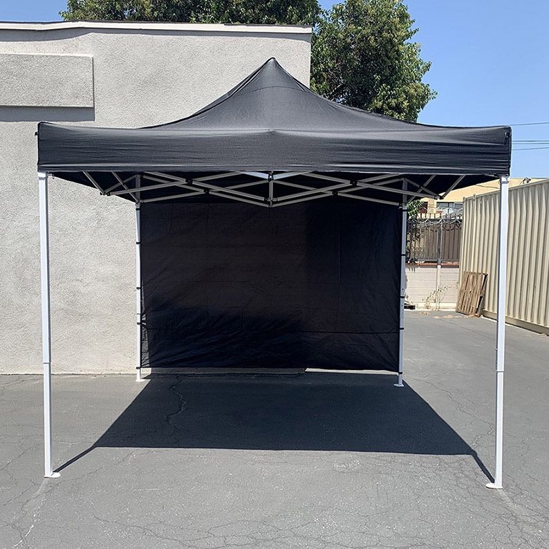 New in box $110 Heavy-Duty 10x10 FT Canopy with (1 Sidewall) EZ PopUp Party Tent w/ Carry Bag (Red, Blue)