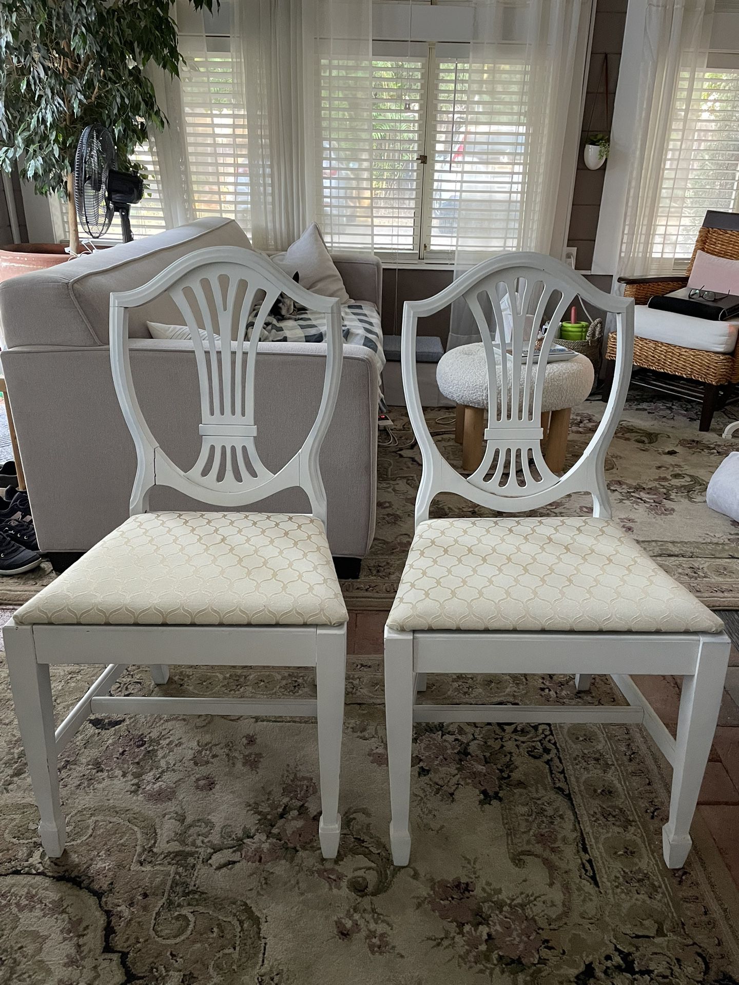 Two White Dining Chairs
