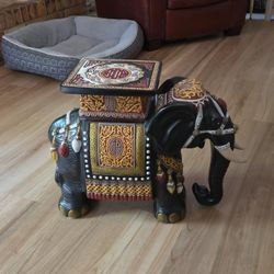 Large Raised Ceramic Elephant Plant Stand / Side Table / Garden Seat
22" long x 17" tall x 9" wide
