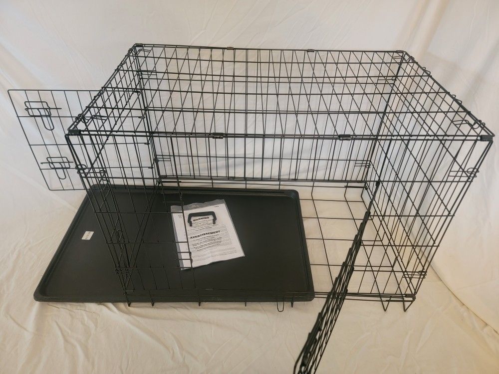 New IN Box! L'xl Dog Crate 2 Doors With Tray Up To 70lbs Folding Puppy Dog Kennel Animal Cage Add A Bed For $15