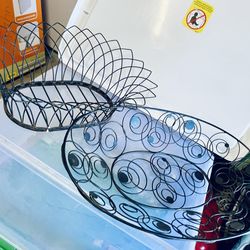 Set Of 2 Vintage Black Metal Decor, Can Buy Separately 