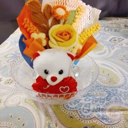 Valentine's Crochet Flowers Basket 