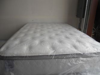 Queen 13 inch thick luxury pillow top mattress $299, ada box spring for $100