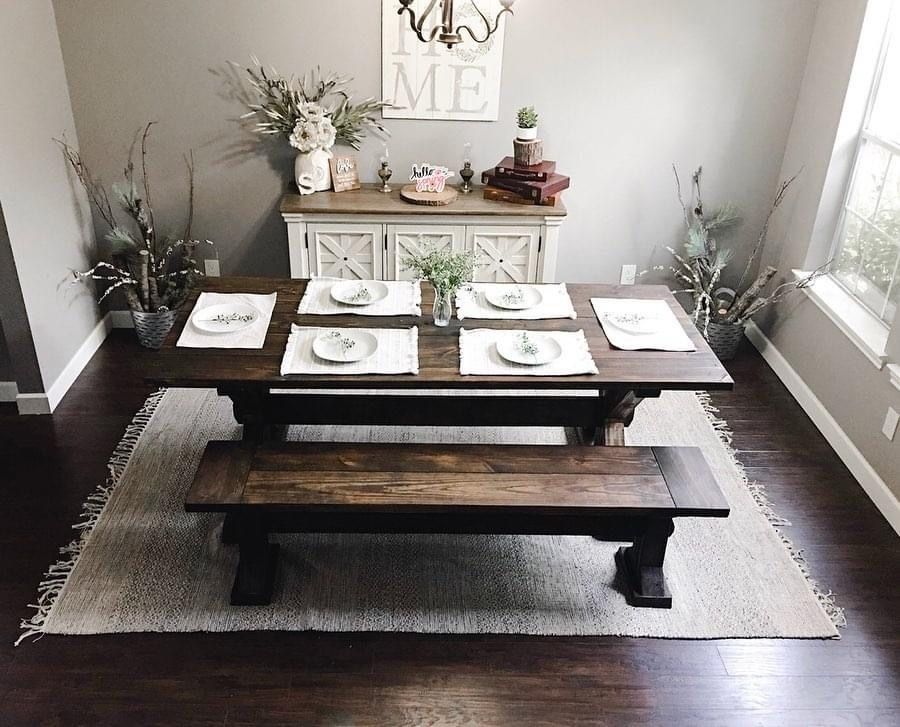 Farmhouse Dining Table And Benches