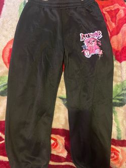 Black Graphic Sweatpants with Bear Print