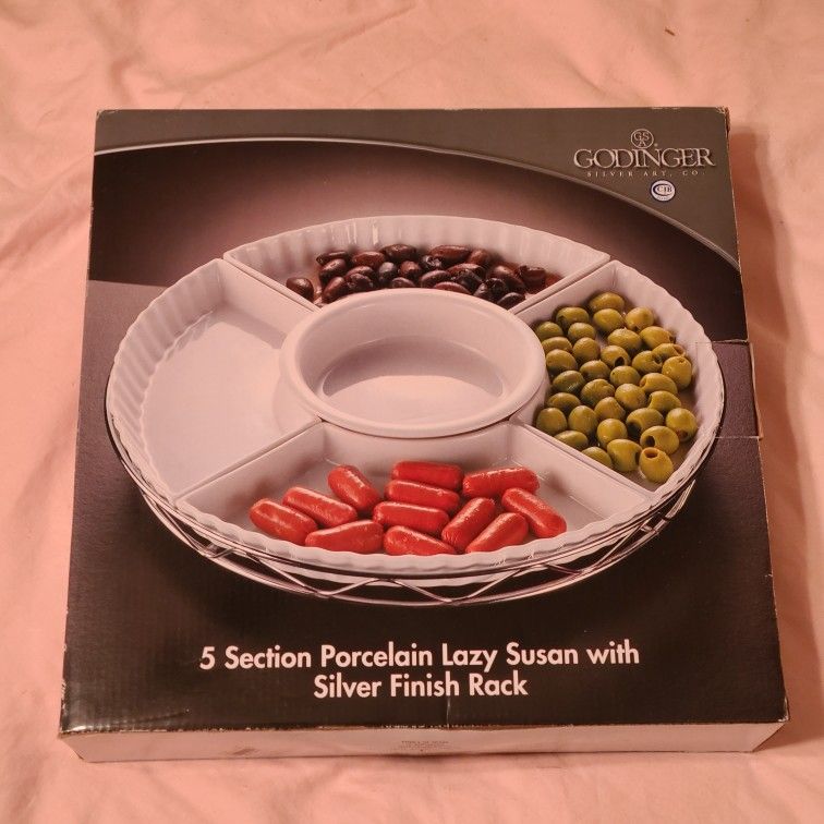 5 Pc Serving Set. Porcelain Lazy Susan. See All My Brand New Kitchen Items.
