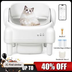  Self Cleaning Litter Box, Large Capacity Automatic Cat Litter Box Self Cleaning for Cats, App Control,Safety Protection,