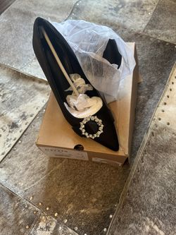 Shoes Rhinestone Embellished Satin High Heel Dress Pumps Sz 7