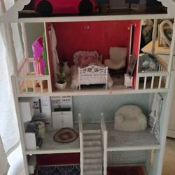 Beautiful 3-Story Wooden Dollhouse – Fully Furnished