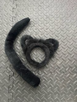 Black Furry Cat Ears and Tail Costume Set
