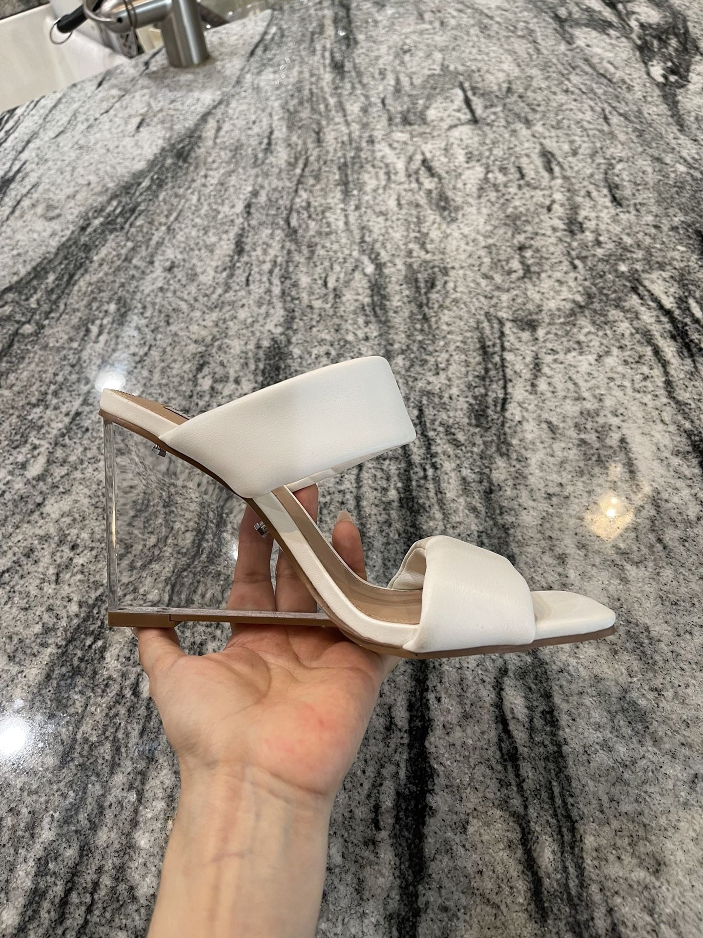 Steve Madden white with clear heels