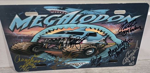 Megalodon Monster Jam Autographed License Plate - Officially Licensed collectible