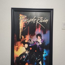 Prince Purple Rain Framed Hard Wood(sh) Print