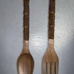 Wooden Decorative Spoon and Fork Set