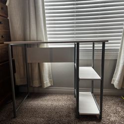 White Student/Computer Desk with shelves. 